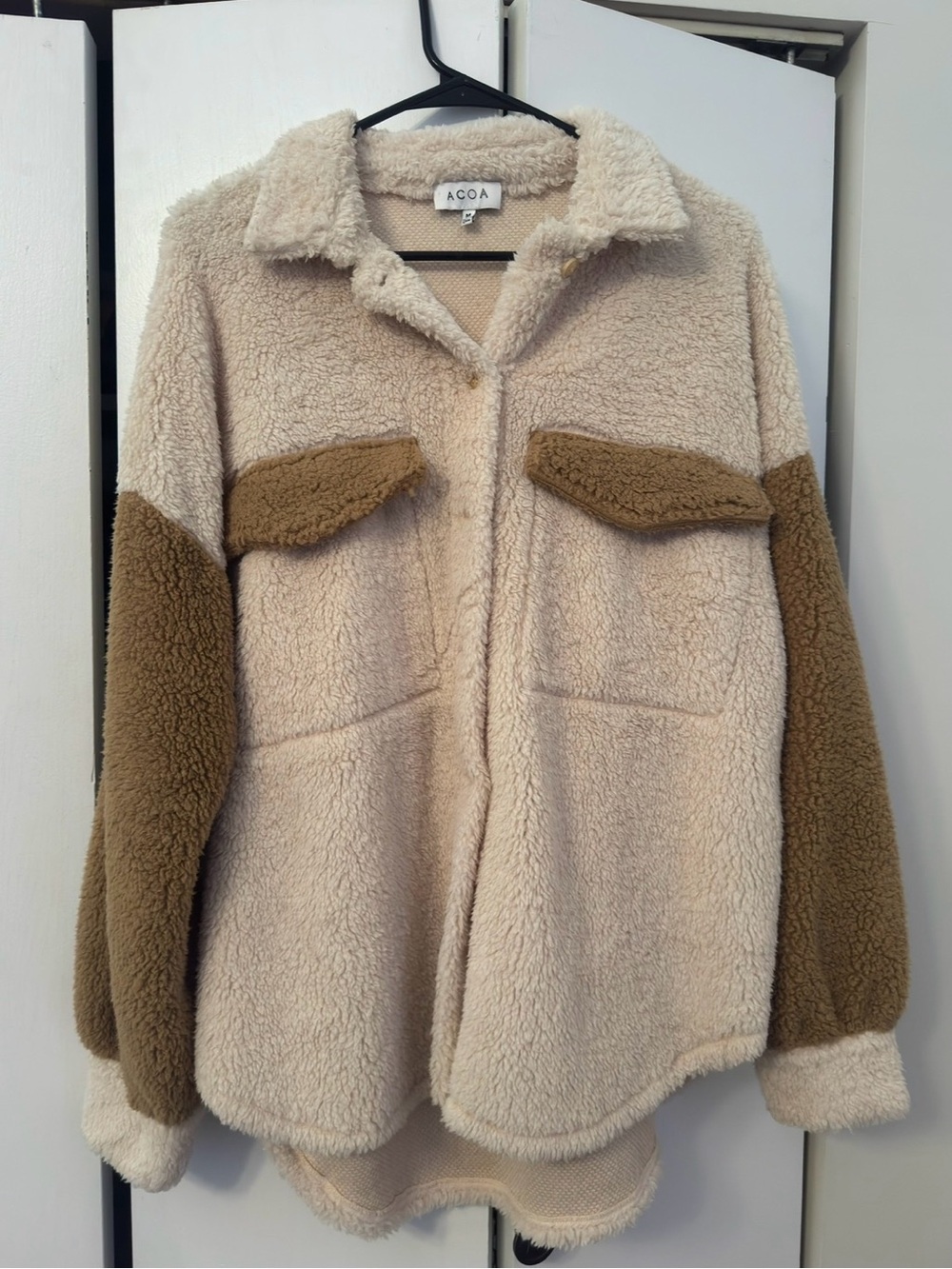 ACOA Cream & Brown Sherpa Shacket